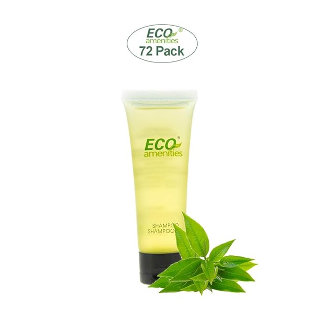 ECO amenities Travel Size Shampoo Bulk - Hotel Mini Shampoo Supplies for Guests - Refreshing Bulk Travel Size Toiletries for AirBnB and Rentals - 1.0 fl oz (30ml) per tube, 72 pack, Green Tea Scent