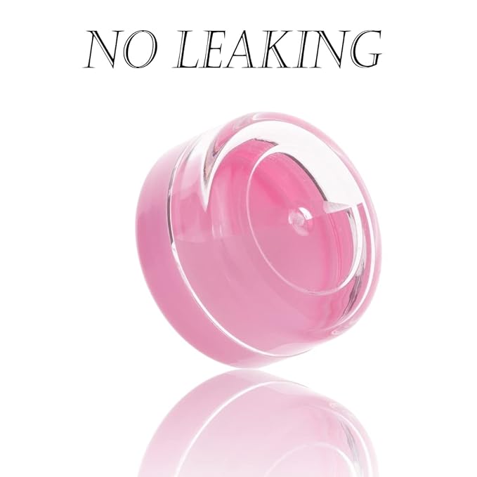 ZEJIA 5 Gram Sample Containers with Lids, Mini Makeup Containers, Empty Plastic Travel Cosmetic Containers with Labels(50 Count, Pink Lid)