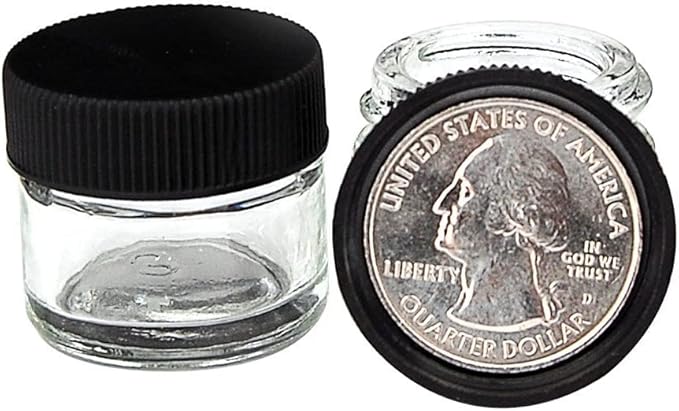 (250 Pack) 5ml Glass Concentrate Screw Top Jars | Essential Oil, Concentrate, Lip Balm or Makeup Containers | White Lids
