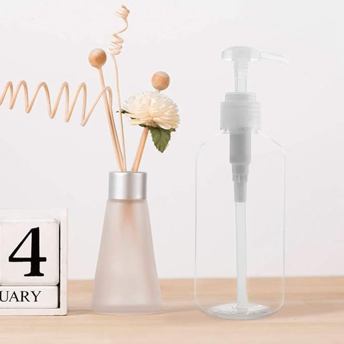 Pump Bottle Shampoo Pump Dispenser, Yebeauty Shampoo Bottles with Pump 10oz Clear Empty Plastic Empty Refillable Shower Bottle Dispenser 2 Pieces Containers with Travel Lock for Soap Cream Lotion Gel