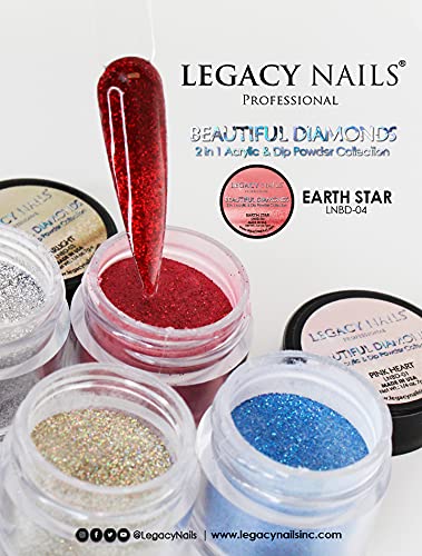 Legacy Nails Professional COLLECTION Acrylic Powder Kit 6 Colors Nail Art Set for Manicure DIY for Dip & Acrylic Nail Extensions (DIAMONDS COLLECTION)