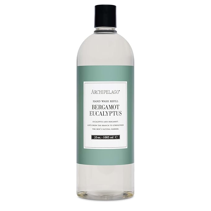 Archipelago Botanicals Bergamot Eucalyptus Hand Wash Refill, Liquid Hand Soap Refill, Fragrances with Bergamot and Eucalyptus, 33 fl oz
