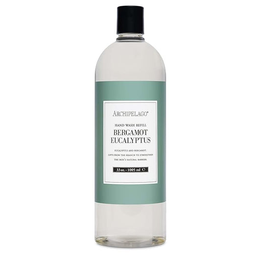 Archipelago Botanicals Bergamot Eucalyptus Hand Wash Refill, Liquid Hand Soap Refill, Fragrances with Bergamot and Eucalyptus, 33 fl oz