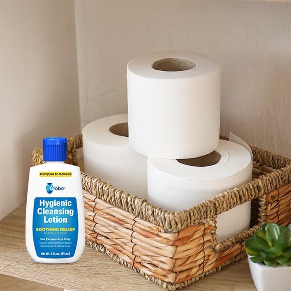 Globe (3 Pack Hygienic Cleansing Lotion for Men and Women -Discomfort, Pain & Itch Relief for Sensitive Areas, Cooling, Non-Irritating Gentle Personal Care Cleanser, Convenient for Travel, 3oz Bottle