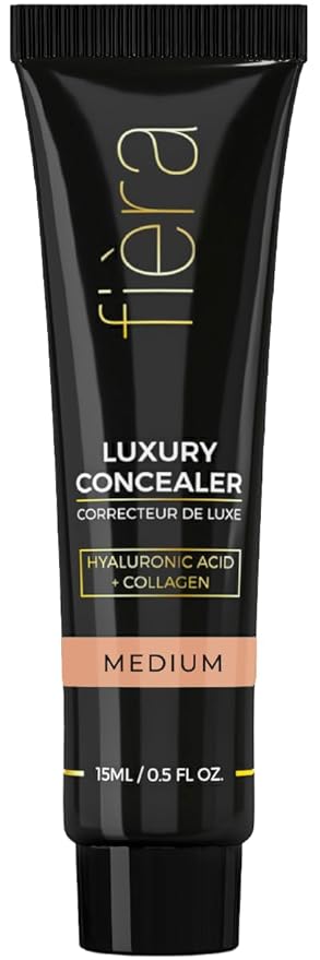 Fièra Luxury Concealer & Foundation with Anti-Aging Ingredients - Full Coverage for Dark Circles, Wrinkles, Fine Lines, and Spots, All-Day Wear For Mature Skin - Medium, 0.5 FL. OZ. / 15 ML