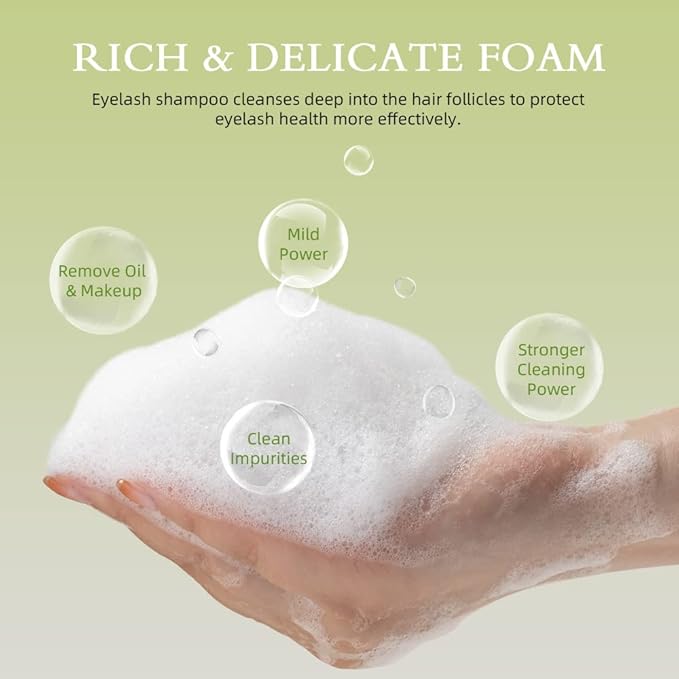 ARISON LASHES Lash Shampoo for Lash Extensions 150ml Eyelash Extension Cleanser Lash Extension Shampoo, Safety Gentle Eyelid Foaming Cleanser Makeup Remover,for Home and Salon Use, Deep Cleansing