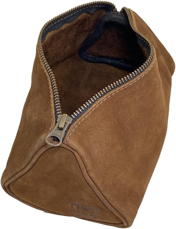 Hide & Drink, Travel Dopp Kit for Toiletries, Toiletry Bag, Rustic Handbag, Full Grain Leather, Handmade, Swayze Suede