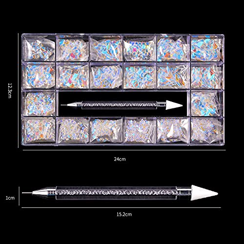 12 Types of Aurora 600 Diamonds + 2500 Flat Rhinestones Mix 20 Styles Flatback DIY Crafts Rhinestone Crystals 3D Decorations Flat Back Stones Set + Rhinestone Picker Wax Pen