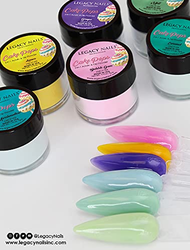 Legacy Nails Professional COLLECTION Acrylic Powder Kit 6 Colors Nail Art Set for Manicure DIY for Dip & Acrylic Nail Extensions (CAKE POPS COLLECTION)