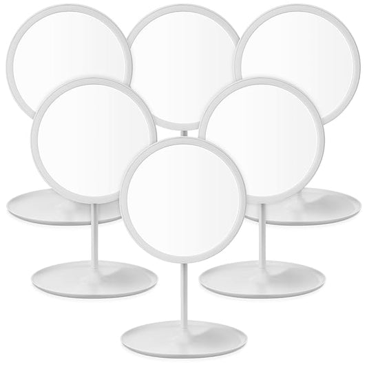 6 Pcs Spa Party Mirror Spa Party Supplies Sleepover Accessory Favors Makeup Mirror for Sleepover Slumber Birthday Favors Gift(White)