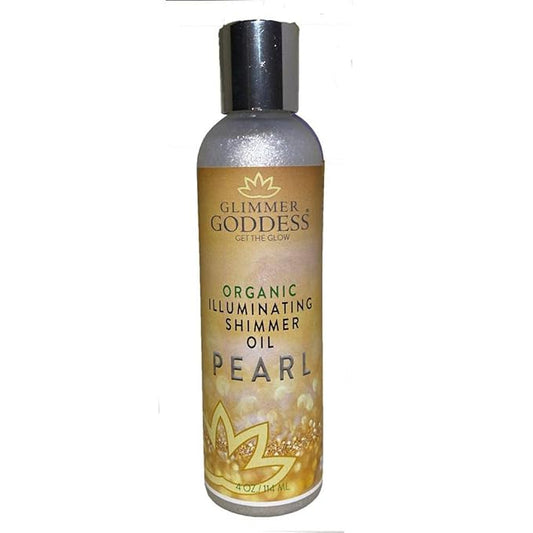 GLIMMER GODDESS Organic Illuminating Shimmer Body & Face Oils, Pearl, Radiant Glow & Hydration 4 oz.