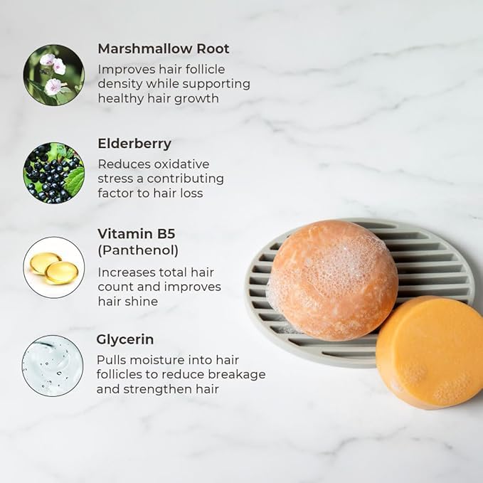 The Earthling Co. Shampoo & Conditioner Bar Set - Promote Hair Growth, Strengthen & Volumize All Hair Types - Paraben & Sulfate Free Formula with Natural Ingredients for Dry Hair (Sweet Sandalwood)