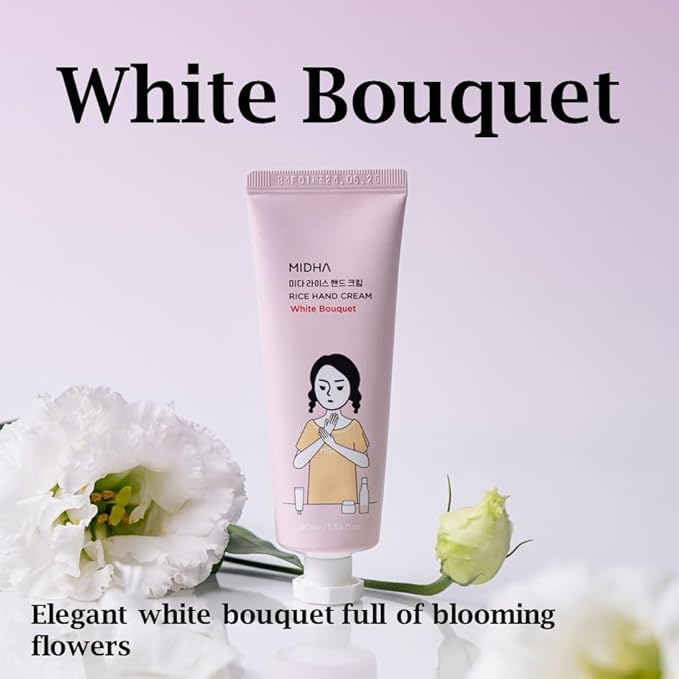 MIDHA Rice Hand Cream Set, non-sticky but fresh finishing, highly moisturizing, perfumed