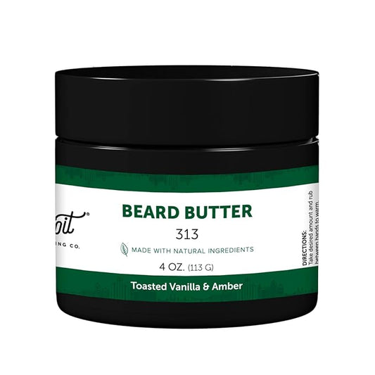 Detroit Grooming Co. Beard Butter for Men | Softens, Thickens & Hydrates with Safflower Oil & Shea Butter | 313 Scent, 4oz