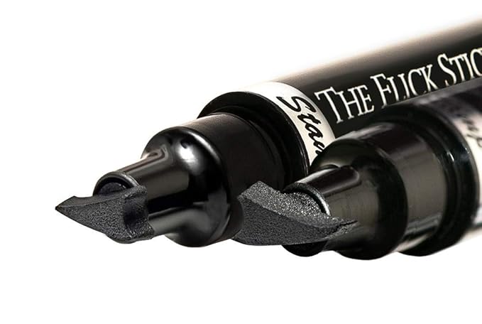 Winged Eyeliner Stamp by Lovoir, Waterproof Make Up, Smudgeproof, Long Lasting Liquid Eye liner Pen, Vamp Style Wing, 2 Wingliner Pens (12mm Vintage, Midnight Black)