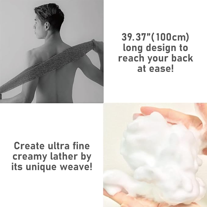 Extra Rough, Exfoliating Washcloth [Made in Japan] Exfoliating Towel Special Texture Makes Fluffy Foam Lather, Back Scrubber, Dead Skin Cell Remover [Loofah for Women and Men] (2pcs Set)