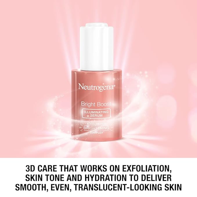 Neutrogena Bright Boost Illuminating Face Serum with Neoglucosamine & Turmeric Extract for Even Skin Tone, Resurfacing Serum for Face to Reduce Dark Spots & Hyperpigmentation, 1 Fl Oz