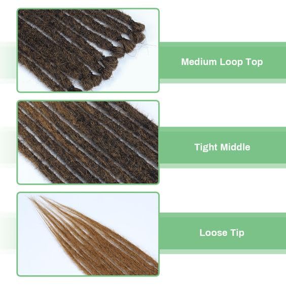 24 In 30 Strands SE Dreadlock Extensions, Ombre Deep Brown Thin 0.6cm Width Synthetic Dreads Extensions, 100% Handmade Dreads Hippie Style Dreadlocks for Woman