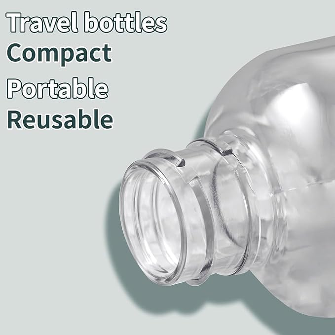 38 Pcs Plastic Travel Bottles, Refillable Squeeze Travel Containers, Bottles with Black Disc Top Flip Caps for Travel, 6.7 oz Clear Plastic Empty for Travel, Shampoo, Hand cream, Toiletries Liquid