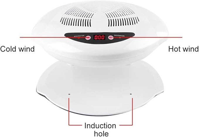 Nail Dryer Hot & Cold Air Nail Dryer Warm-Cool Nail Polis Drying Fan Manicure Tool White UV Gel Nail Lamp for Fingernail & Toenail Gels Based Polishes US Plug 110v