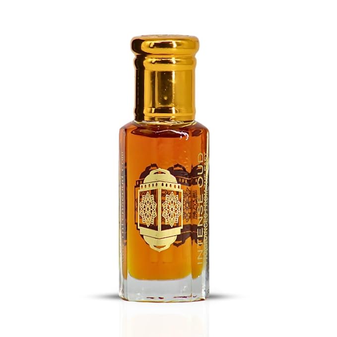 INTENSE OUD Nouf Arabian Perfume Oil for Men & Women, Long Lasting Alcohol-Free Concentrated Fragrance, 12ml (0.40 oz) in Black Gift Box, Lemon & Rosewood Notes