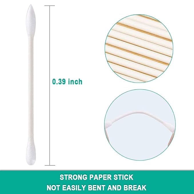 500 pcs Cotton Swab Individually Wrapped, Individually Wrapped Double Tipped Cotton Swabs Paper Sticks Cotton Buds(White, Round/Pointed End)
