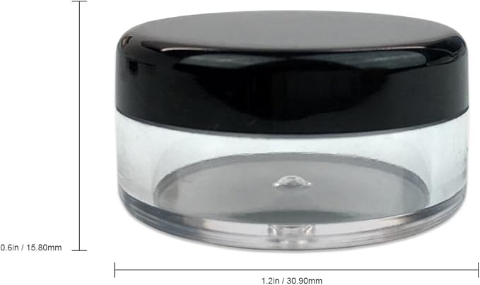 Beauticom 5G/5ML Round Clear Jars with Black Lids for Herbs, Spices, Loose Leaf Teas, Coffee and Other Foods (Quantity: 25pcs)