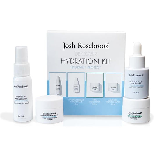 Josh Rosebrook Hydration Kit - Hydrate + Protect - Hydrating Accelerator 30mL, Hydration Boost Concentrate 15mL, Vital Balm Cream 10mL, Advanced Hydration Mask 10mL - Travel Size Skin Care Set