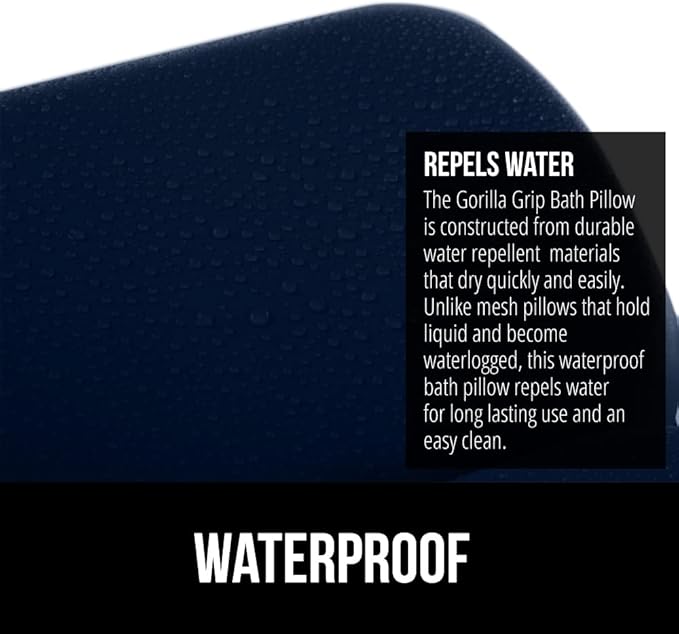 GORILLA GRIP Bath Pillow for Tub, Improved Suction Cups, Luxury Bathtub Pillows, Headrest for Neck and Back Support, Relaxing Home Spa, Hot Tubs and Bathroom Essentials, Gifts for Women, 2 Panel Navy