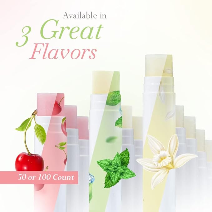 Lip Balm Bulk Unlabeled - Made in USA 18 Pack Vanilla Bulk Chapstick - Natural Ingredients Vitamin E Shea Butter - Custom Chapstick Bulk For Party & Wedding Favors