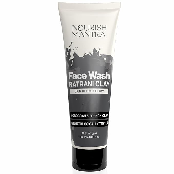 NOURISH MANTRA-Ratrani Moroccan Lava Face Wash | Enriched With Moroccan Clay, Activated Charcoal & Vitamin E | Face Wash For All Skin Types | Paraben & SLS, SLES Free