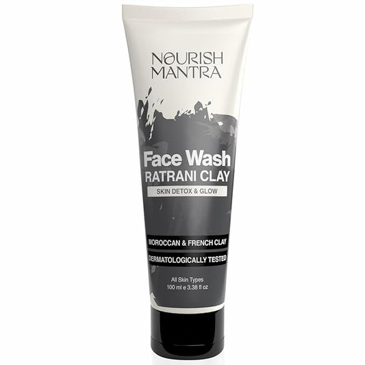 NOURISH MANTRA-Ratrani Moroccan Lava Face Wash | Enriched With Moroccan Clay, Activated Charcoal & Vitamin E | Face Wash For All Skin Types | Paraben & SLS, SLES Free