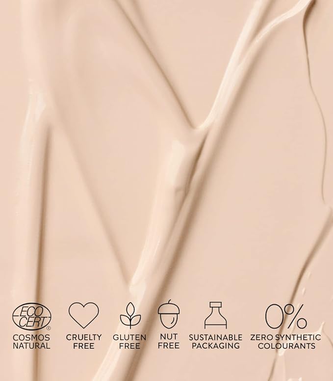 MÁDARA Organic Skincare |SKINONYM Semi-Matte Peptide Foundation, #10 PORCELAIN, 30ml – Natural foundation with collagen-supporting peptides, Semi-matte finish, Buildable coverage, Skincare benefits