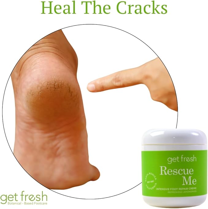 Get Fresh Rescue Me - Intensive Foot Cream for Dry Skin, Cracked Heels, and Calluses, with Shea Butter, Aloe, and Lemongrass, 170g