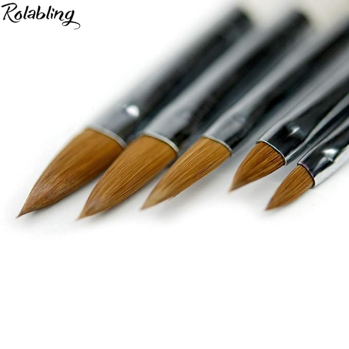 Nail Brush Kolinsky Sable Acrylic Nail Art Brushes UV Gel Nail Painting Pen Brushes Set 5 pcs (1set)