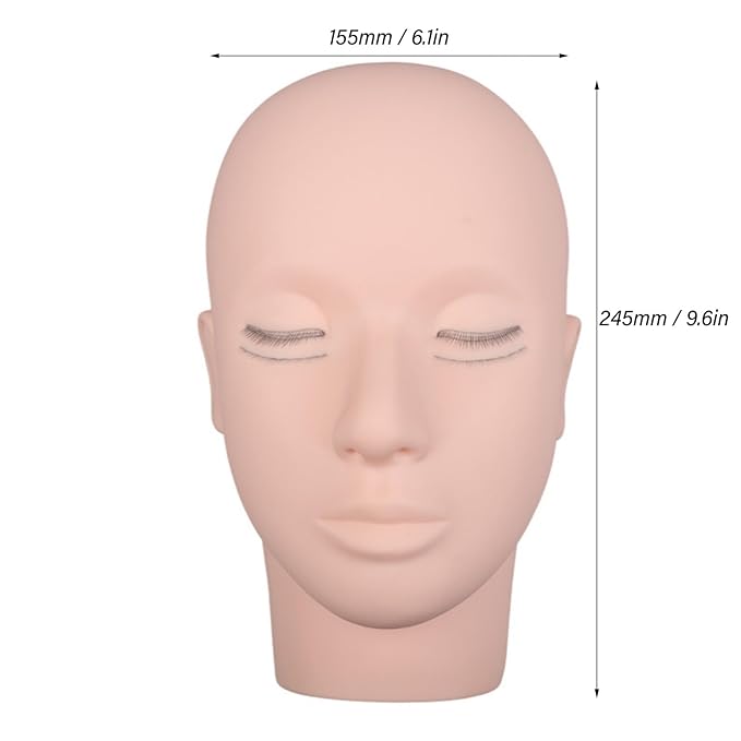Soft Silicone Mannequin Head for Beginner Lash Extensions Practice, Beauty Training Institutions, and Eyelash Salons