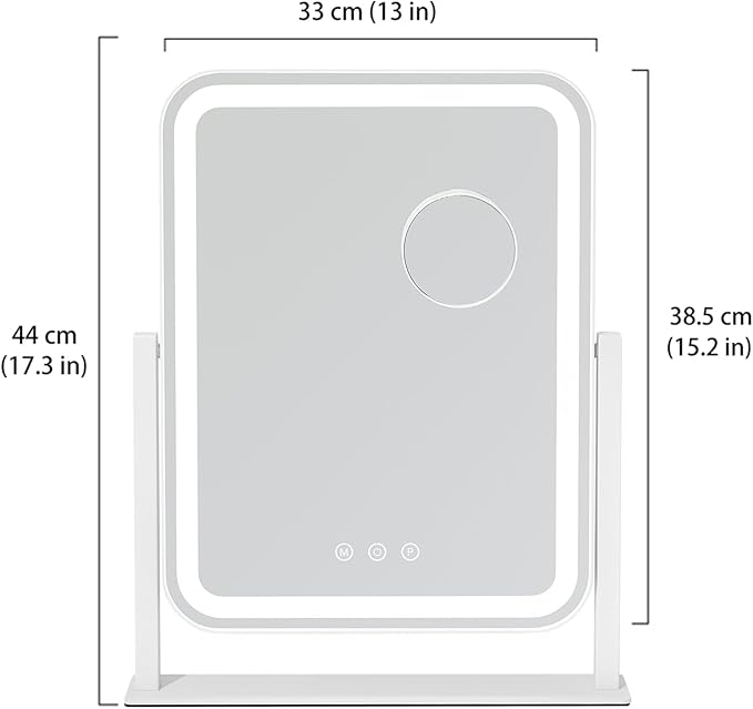 HIEEY Vanity Mirror with Lights, Makeup Mirror with Lights, Three Color Lighting Modes, and 5X Magnification Mirror, Smart Touch Control, 360°Rotation (17.3" x 13" White,Gift Box)