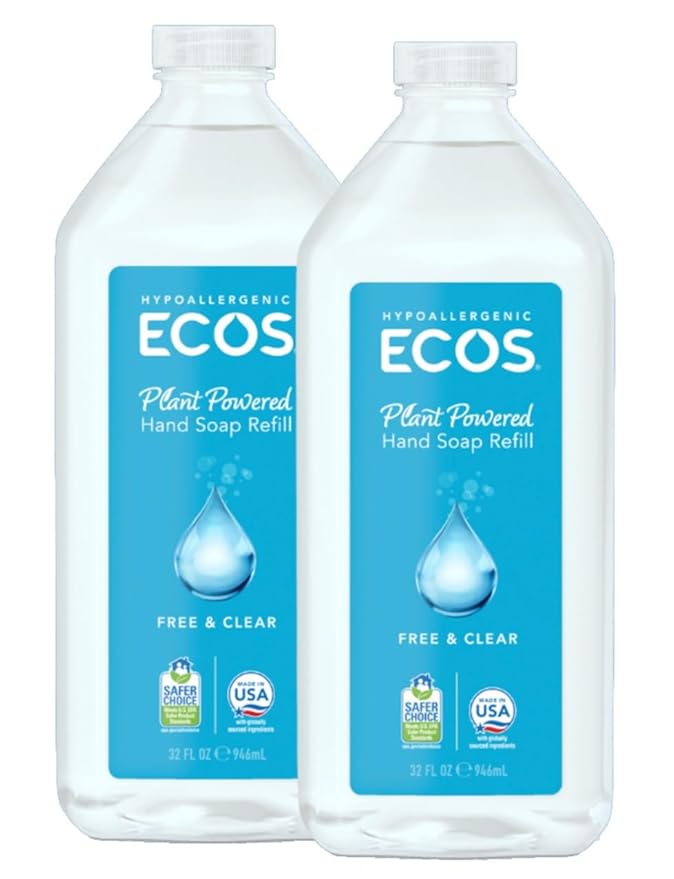 ECOS Supercharged Squeaky Clean: Free & Clear Refill Hand Soap (2 Pack) | Emphasizes both cleaning power friendliness