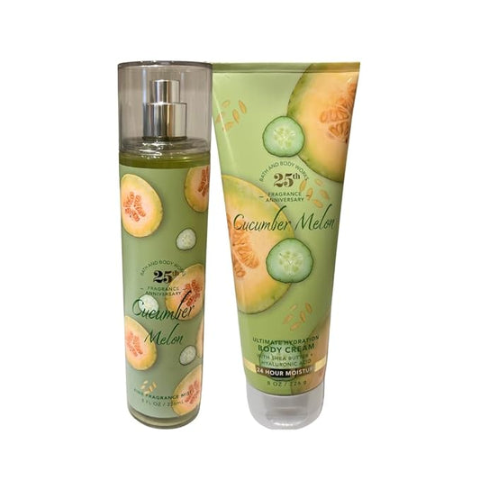 Bath & Body Works Cucumber Melon Fine Fragrance Mist 8oz and Body Cream 8oz