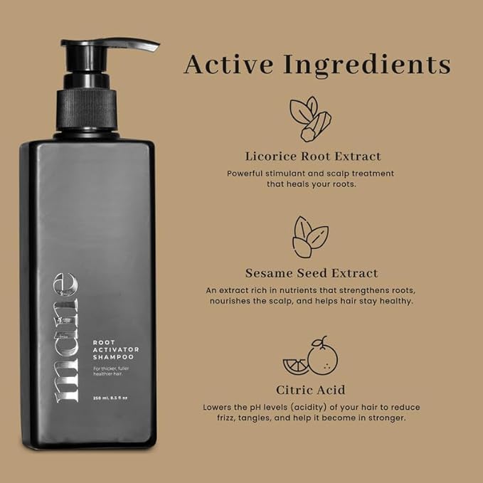 Hair Growth Shampoo for Men (250ml) Activating Follicles & Roots for Thicker & Fuller Hair - Cleanse, and Hydrate Scalp - Regrowth Shampoo for Men