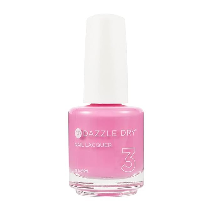Dazzle Dry Nail Lacquer (Step 3) - Paparazzi Pink - A cool dusty rose pink with purple undertones. Full coverage cream. (0.5 fl oz)