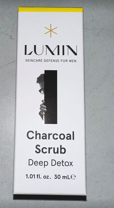 Lumin - Charcoal Scrub Deep Detox for Men - Face Cleanser for Men, Pre Shave Scrub, A charcoal face exfoliator that refreshes & rejuvenates the skin, Suitable for all skin types, 30ml, 1-Pack