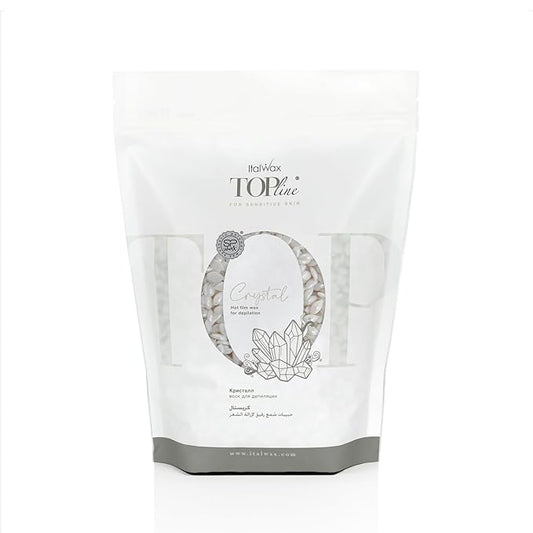 Italwax Top Line Crystal - 750g / 1.65lb - Hard wax beads for hair removal - Unscented - Synthetic formulation ideal for sensitive skins - Recommended for Bikini Area and Armpits