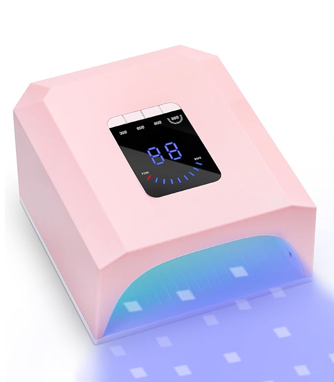 UV Nail Lamp Nail Dryer: Cordless Rechargeable UV Light for Gel Nails, 60W Professional Pink Nail Dryer with 4 Timer Setting & Auto Sensor, Wireless Fast Nail Light Curing Lamp for Salon & Home