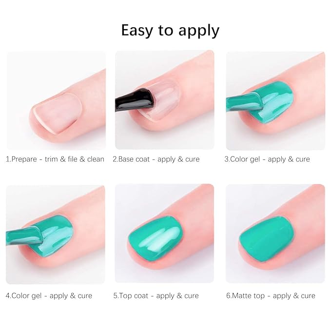 Bluedee Gel Nail Polish-Gel Nail Polish Kit,UV Soak-off Nail Gel Home DIY Manicure,6Pcs/Set Summer Series Mint-Green Light-Purple Baby-Blue Light-Pink,Gel Nail Kit for Starter
