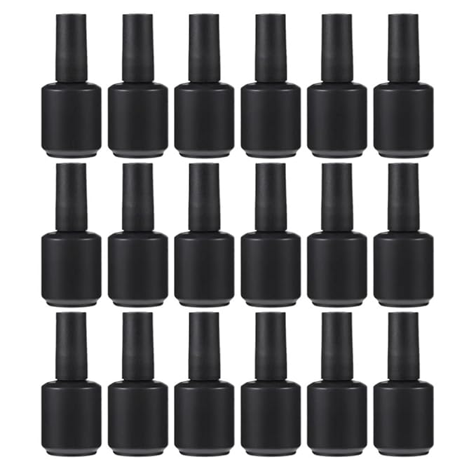 20Pcs Empty Nail Polish Glass Bottles with Brush Cap Refillable Nail Fingernail Polish Bottles Container 15ml for Nail Art Sample