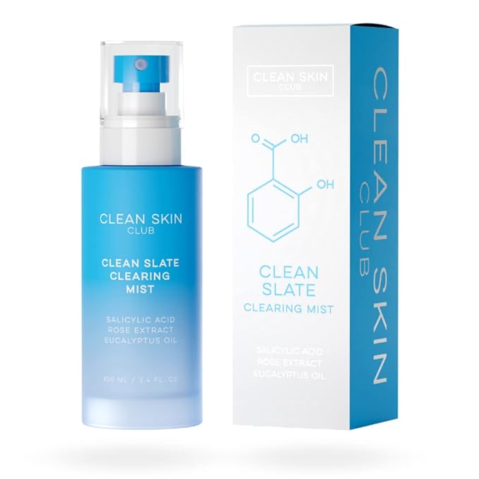 Clean Skin Club Acne Clearing Mist | Salicylic Acid + Rose Extract | Breaktout Fighting Lightweight Acne Spray | Dermatologist Tested & Approved Acne Treatment | Alcohol & Cruelty Free | Natural Ingredients