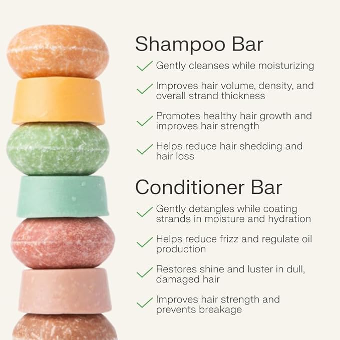 The Earthling Co. Shampoo & Conditioner Bar Set - Promote Hair Growth, Strengthen & Volumize All Hair Types - Paraben & Sulfate Free Formula with Natural Ingredients for Dry Hair (Sweet Sandalwood)