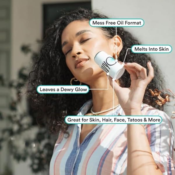 All Over Oil Stick 2 Pack, Face Body Oil Dew Hydration Shine Glow, Moisturizing Non-Greasy Formula, Travel Friendly, Leak Free, Highlighter Balm, Hair Stick, Vegan, Sulfate Free, Paraben Free