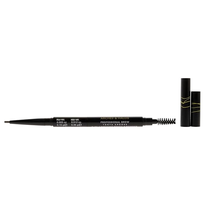 Arches & Halos 2-In-1 Defining Eyebrow Pencil And Powder - Shapes And Fills In Sparse Brows For Natural Look - Soft Textured Powder Formula - Dual Ended With Spoolie Brush - Mocha Blonde - 0.017 Oz